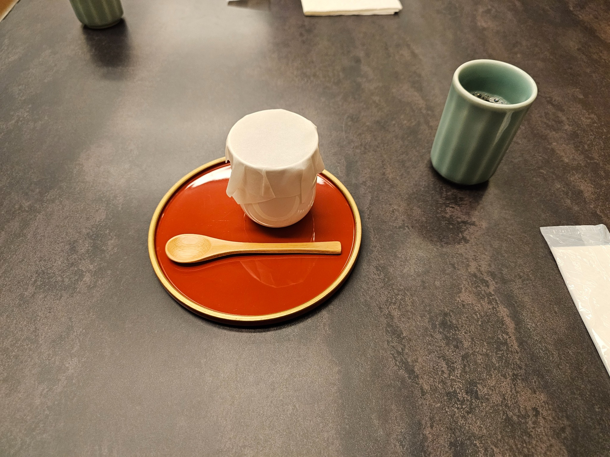 Covered cup at Kyoto Brighton breakfast.