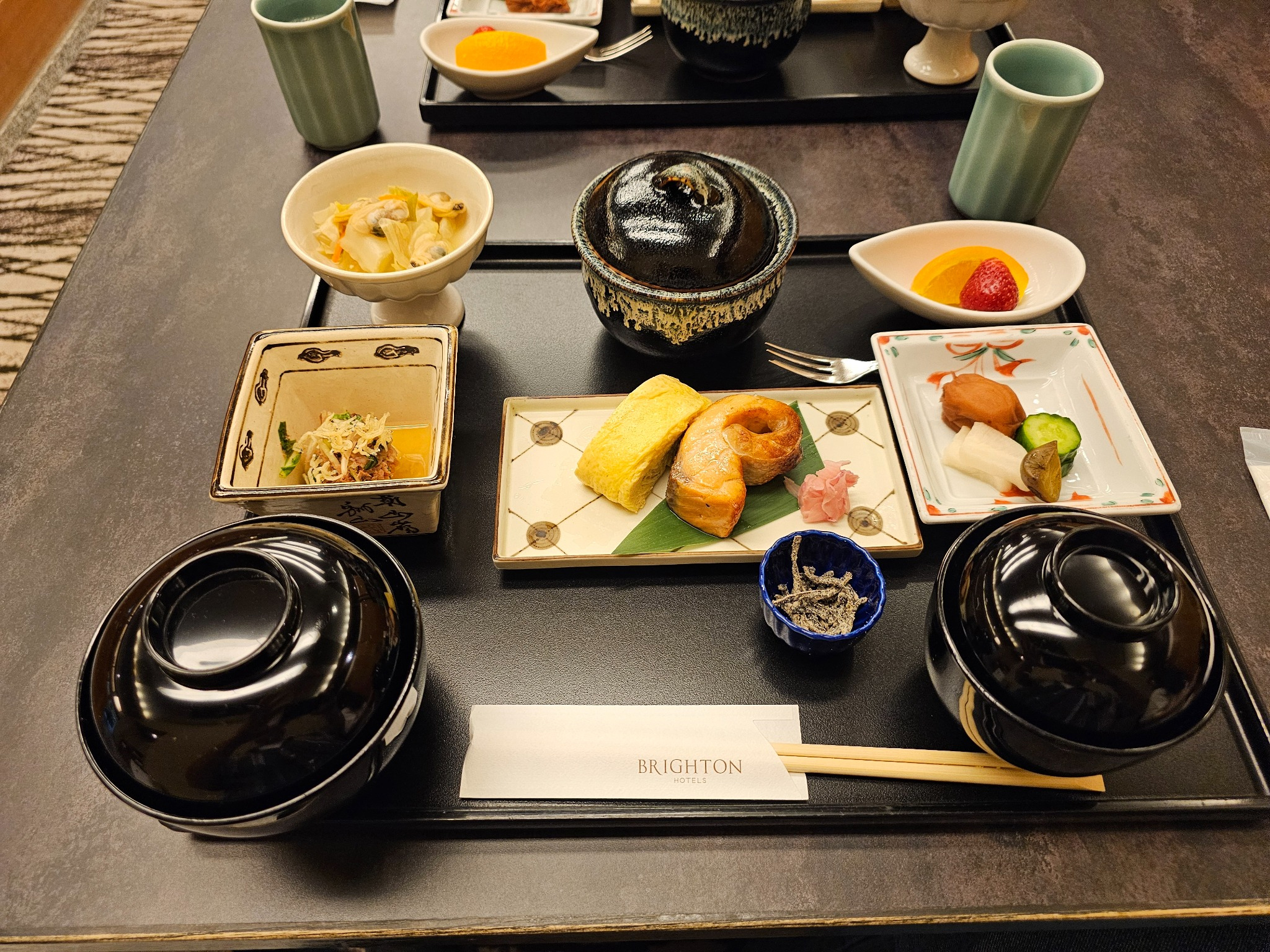 Japanese breakfast tray at Kyoto Brighton.