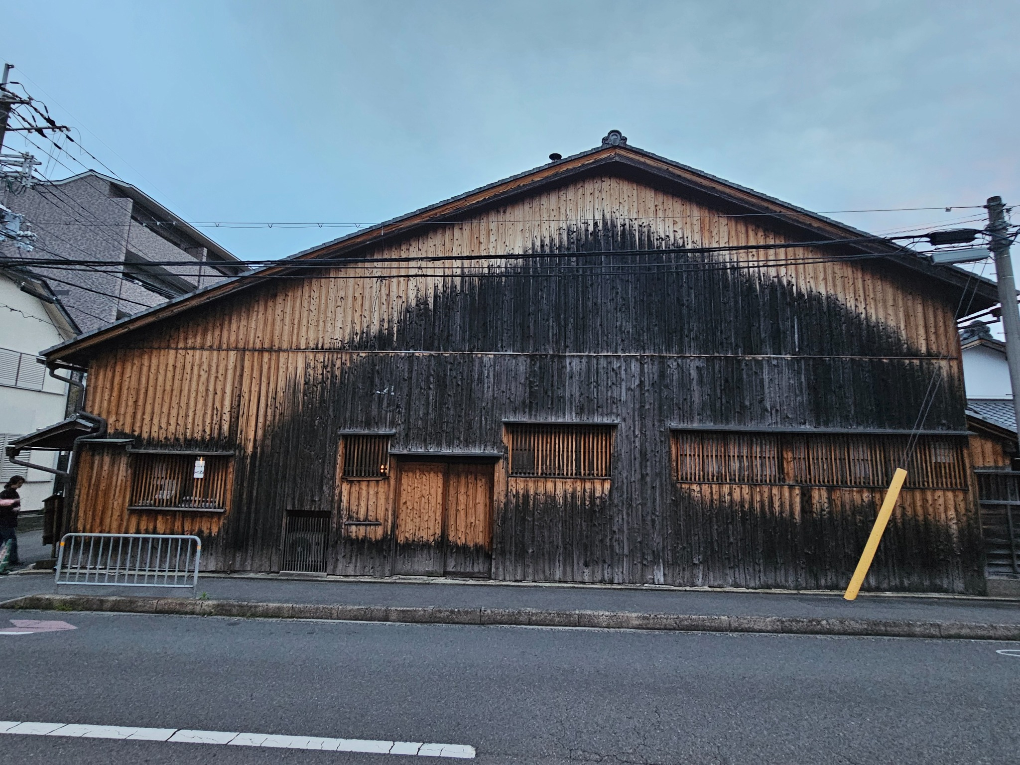 Kyoto warehouse with timber and plaster.