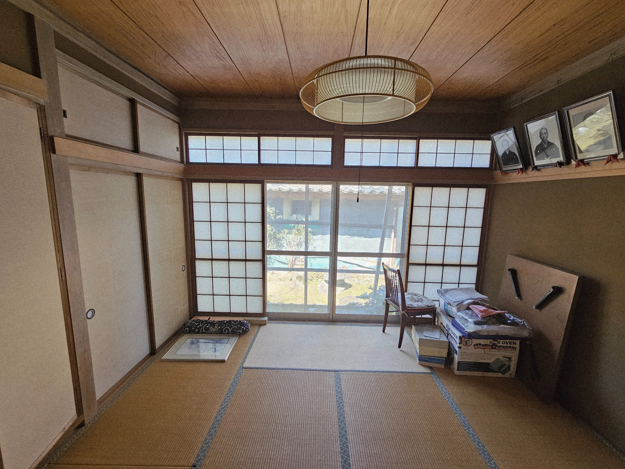 Empty room with window light in the Hanasaki house.