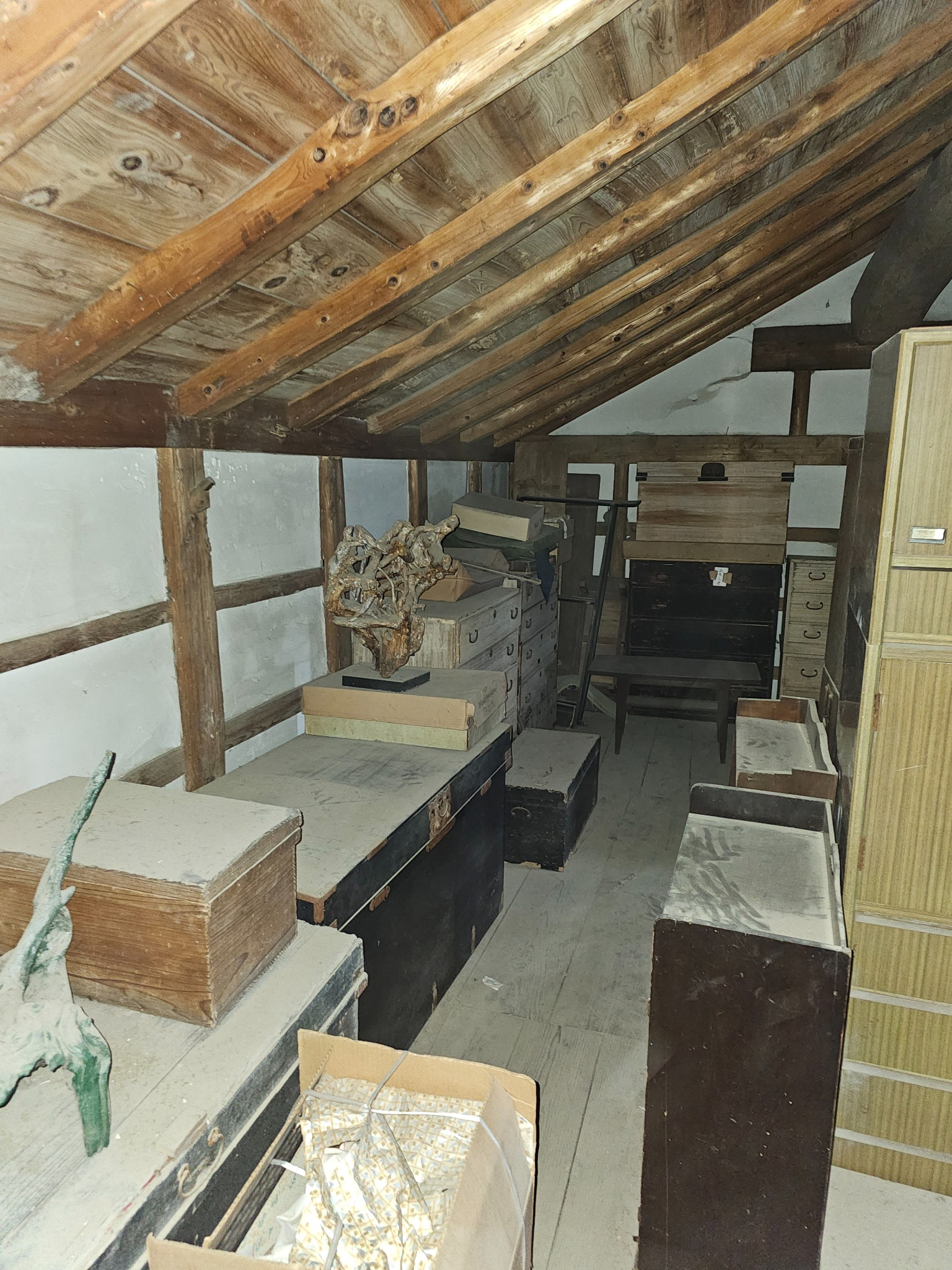 Atmospheric interior storage view inside the Hanasaki kura.