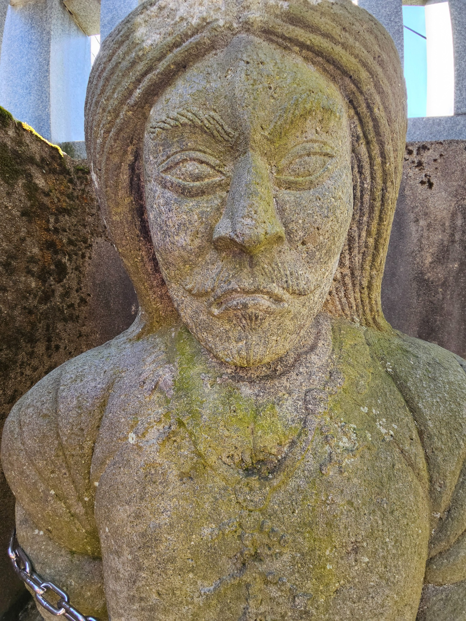 Closeup of shrine statue at Hanasaki.