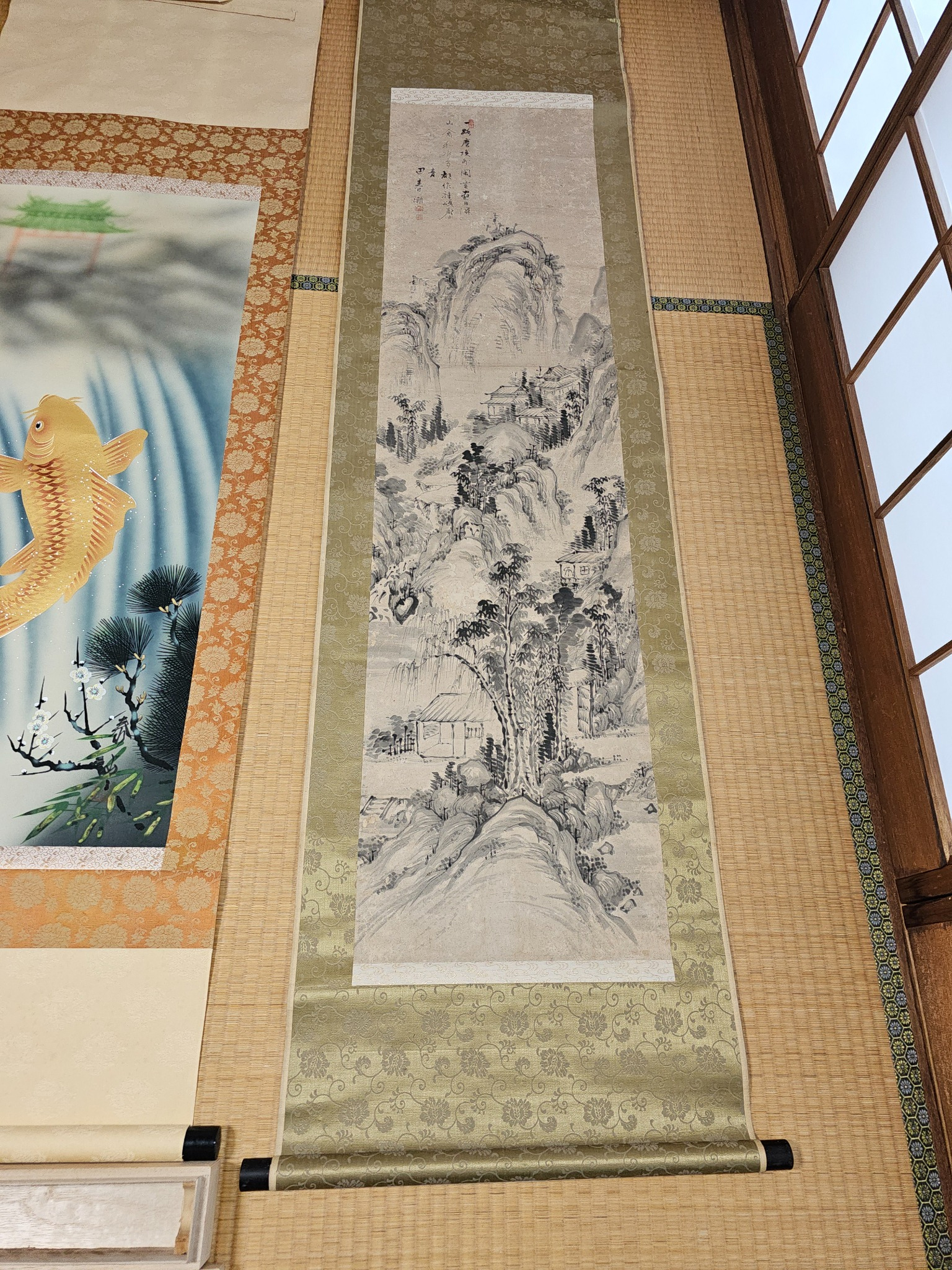 Imagined mountain scroll scene.