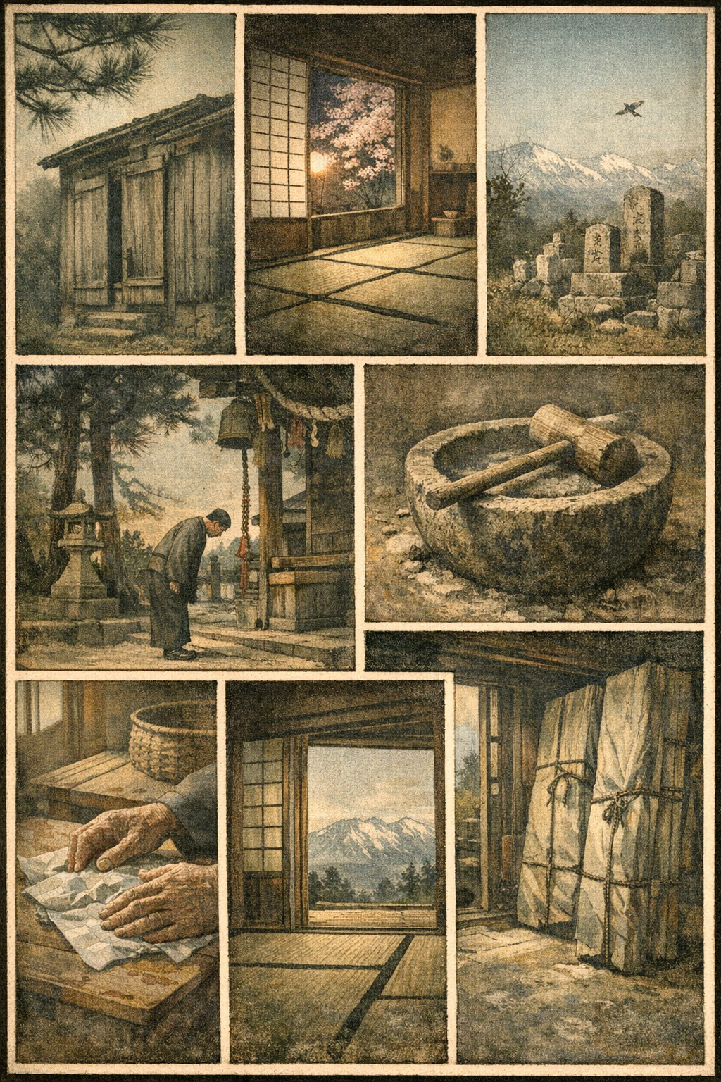 AI generated story panels of Hanasaki.